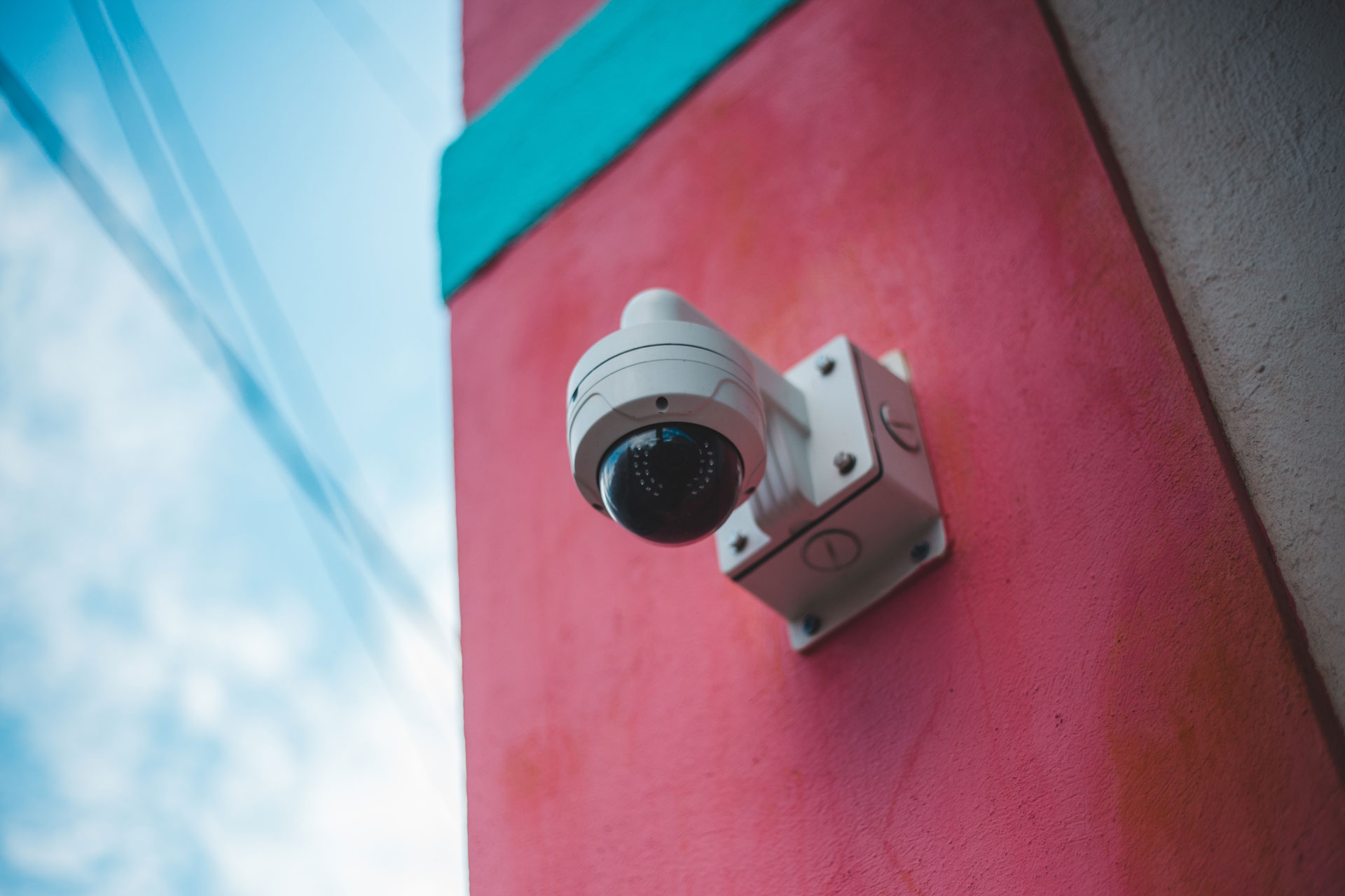 dome security camera on wall